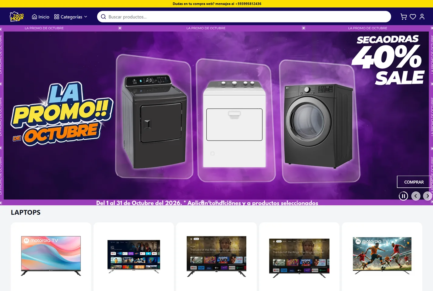 Tienda en línea de Tecnohogar en escritorio